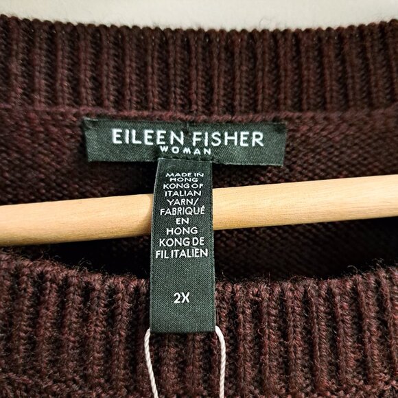 Eileen Fisher Crew Neck Boxy Merino Wool Tunic Cassis Size 2X - Picture 9 of 9
